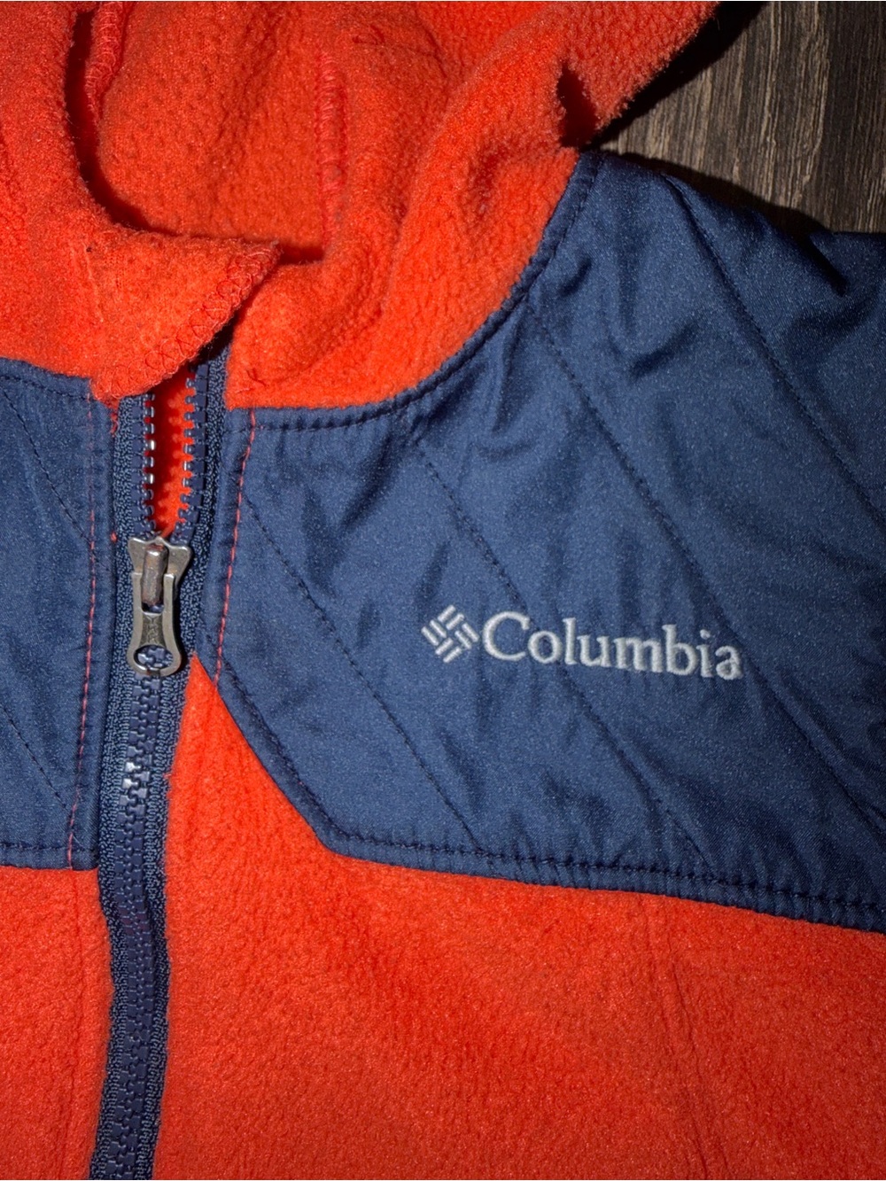 Columbia Toddler Hooded Fleece Jacket Orange & Navy | Size 2T (Toddler)